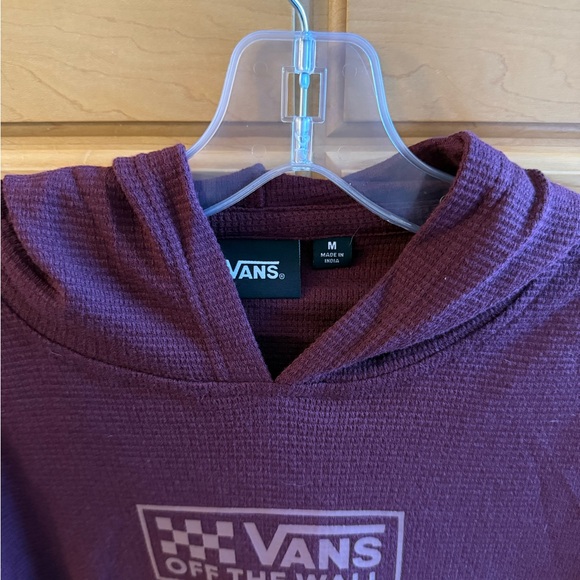 ⭐️ Vans Womens Long Sleeve waffle knit Top Maroon Hoodie - Picture 3 of 4
